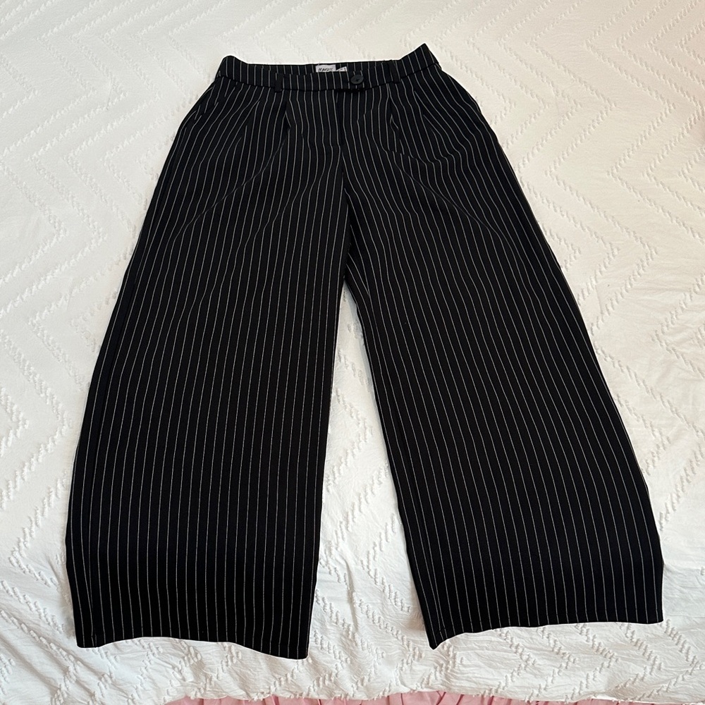 Princess Polly Black Pinstripe Wide-Leg Pants
